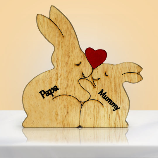 Rabbit Hug Bunch - Customizable Wood Puzzle