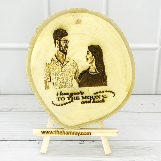 i love you TO THE MOON and back Engraved Wooden Frame - Personalized Photo & Text.