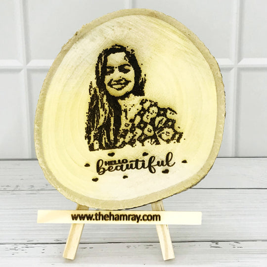 Hello Beautiful Engraved Wooden Frame - Personalized Photo & Text.